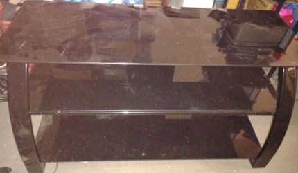 Glass and metal entertainment stand