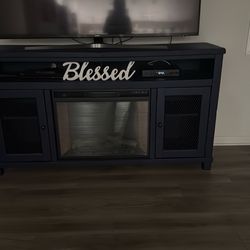 Tv Stand Solid Wood dark blue