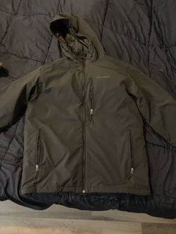 Columbia Black Hooded Softshell Jacket Fleece Lined Men's Large