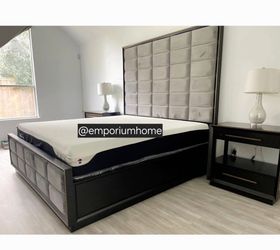 Queen Bed Grey Velvet Tall Bed 83" NEW 