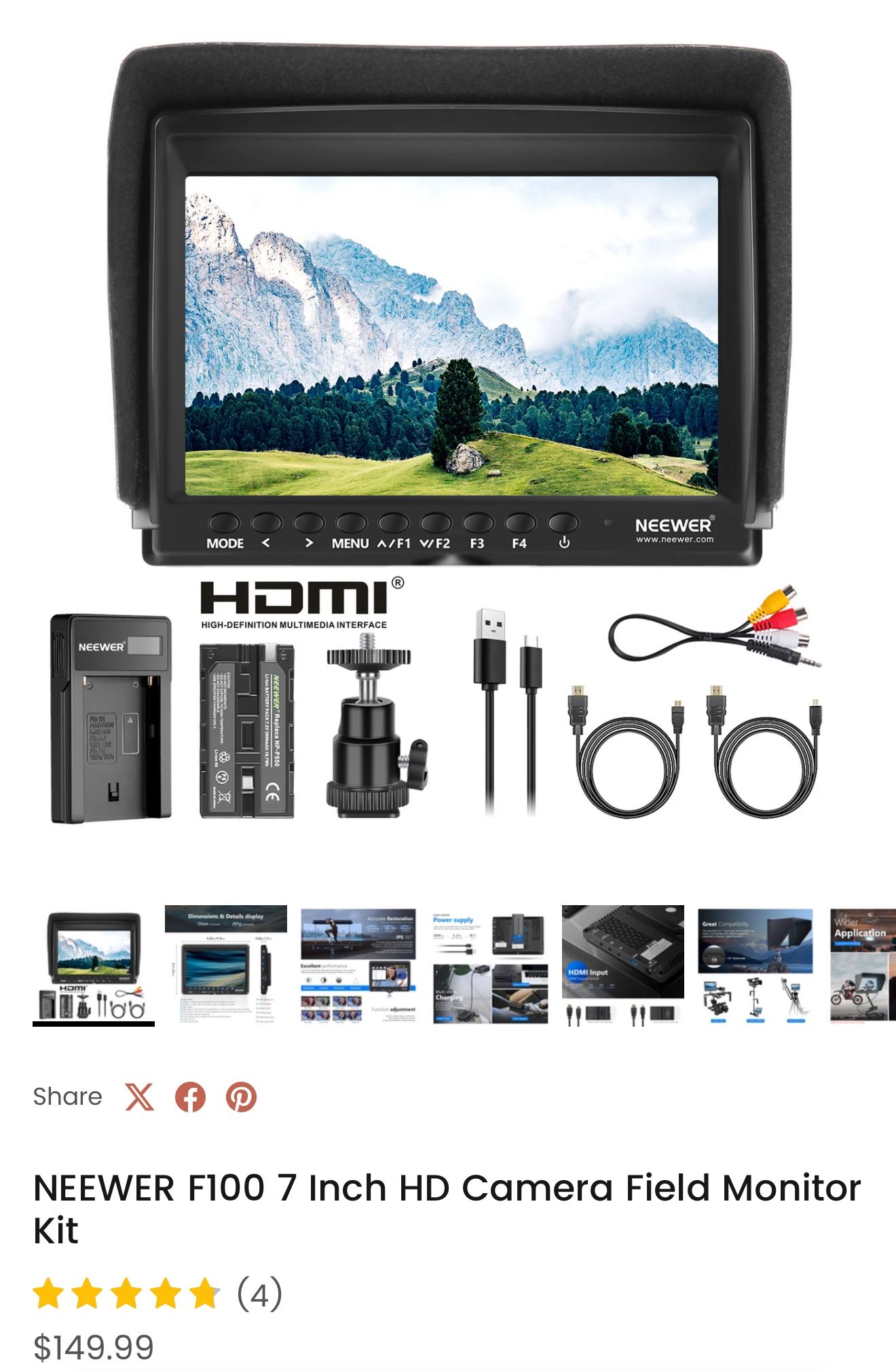 Hdmi F100 Monitor HDMI Field Monitor Neewer F100 7” 4K