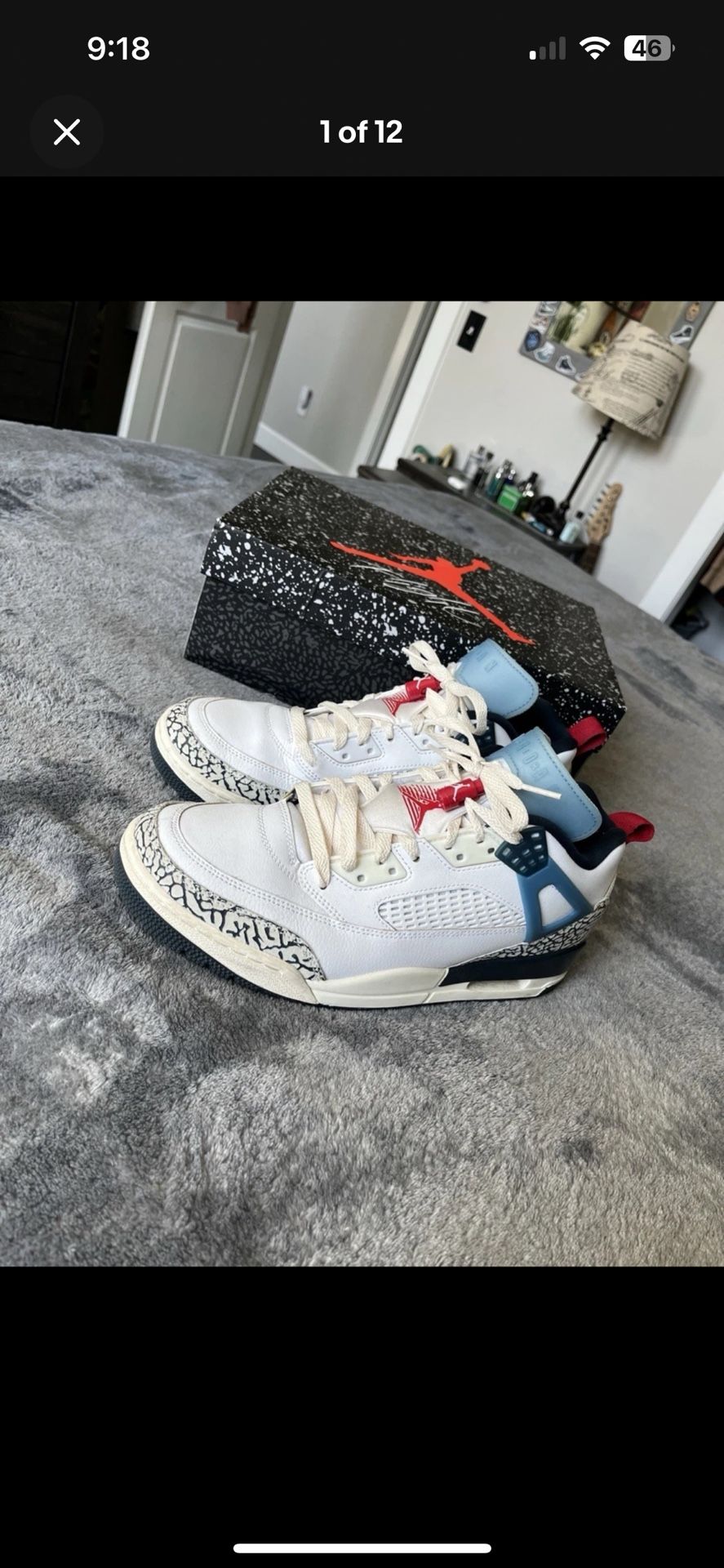 Jordan Spizike Low Men's Sneakers Size 10 White/red/navy Blue Lightly Used
