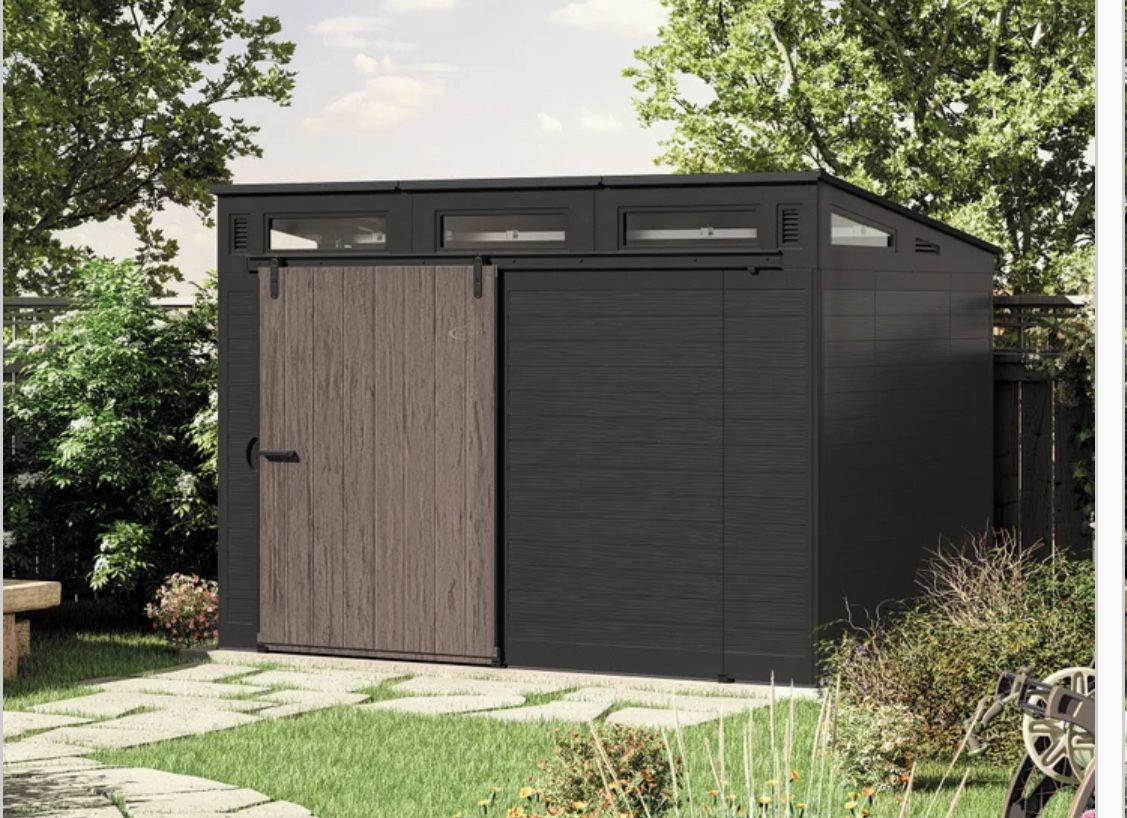 NEW Suncast Modernist 10 ft x 7 ft. Sliding Door Storage Shed