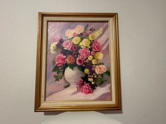Original Floral Painting Signed Framed