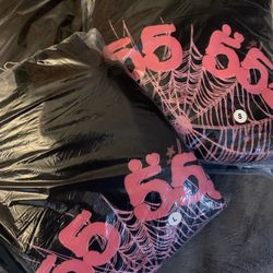 Dark Pink 555 Sp5der Hoodie 