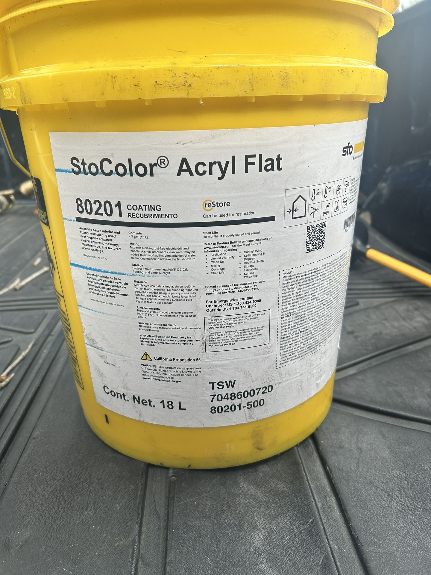 StoColor Acryl Flat – White Heron (80201-500) 18-Liter bucket – brand new, never opened.