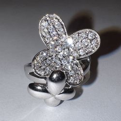 Butterfly Rhodium Plated Ring