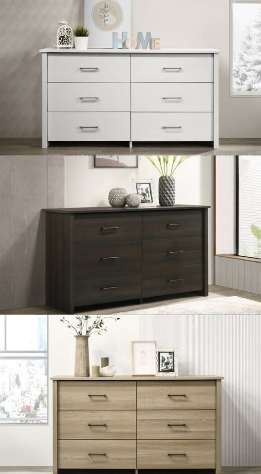 NEW 6 Drawer Dresser Chest of Tall Nightstand Storage Bedroom Wardrobe White Espresso Natural Oak Discount Furniture Warehouse BIG SALE Clearance 
