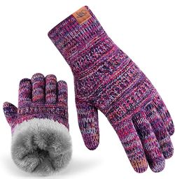 Winter Gloves for Women, Touchscreen Warm Fleece Lined for Cold Weather Wool, Soft Cozy, Thicked, Thermal, Elastic Cuffs, Touch Screen, Driving Textin