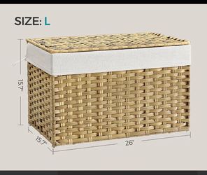 SONGMICS 27.7 Gal Storage Basket Woven Blanket Storage Bin w/ Handles - Natural