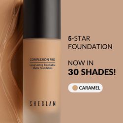 SHEGLAM complexion Pro Long Lasting Breathable Matte Foundation-caramel 
