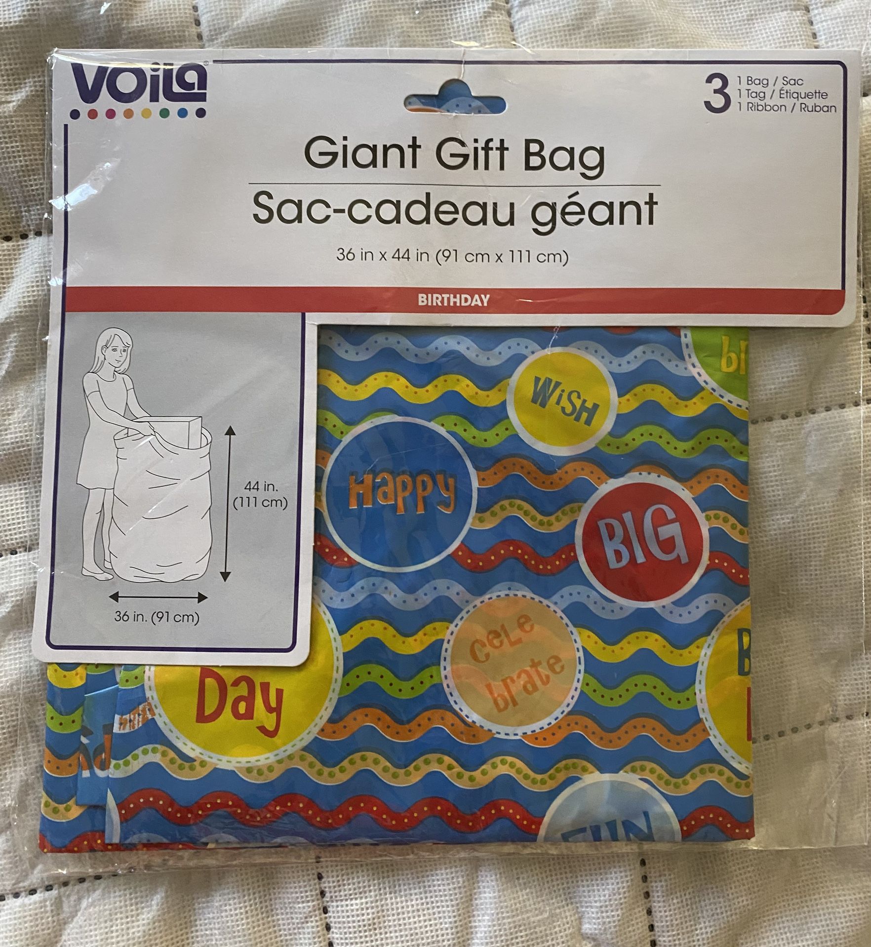 Voila Giant Gift Bag 36” x 44” - Birthday Wish Big (NEW)