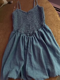American Eagle Bella Smocked Denim Bubble Mini Dress