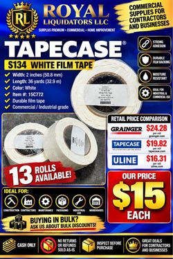 Tapecase S134 White Film Tape 2in x 36yd