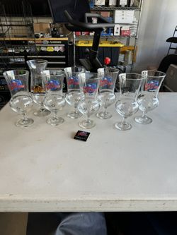 Vintage Lot Of 8 Planet Hollywood Hard Rock Cafe Hurricane Glasses