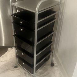 5 Tier Rolling Shelf Storage Cart With Removable Drawers