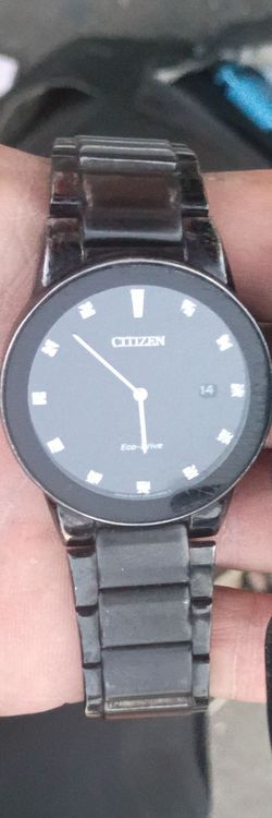 Citizen axiom black stainless steel diamond mens watch