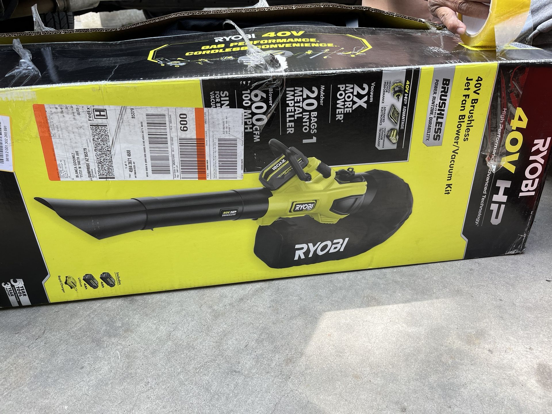RYOBI 40V HP Brushless 100 MPH 600 CFM Cordless Leaf Blower