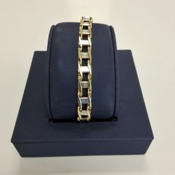Fancy Mens Gold Bracelet Two Tone White Yellow Gold 14k 32.9 grams