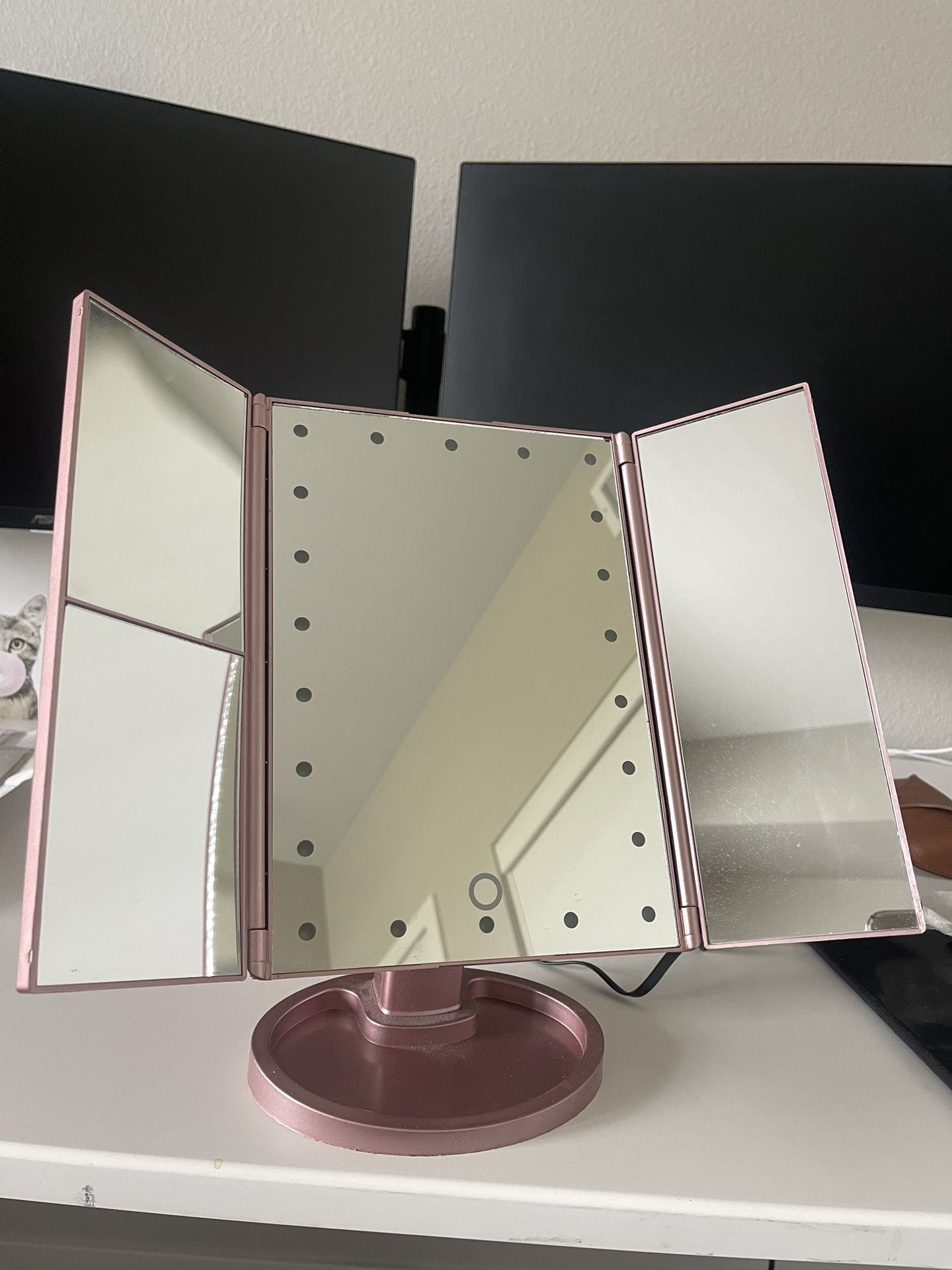 Tri-Fold Vanity Makeup Mirror With Lights
