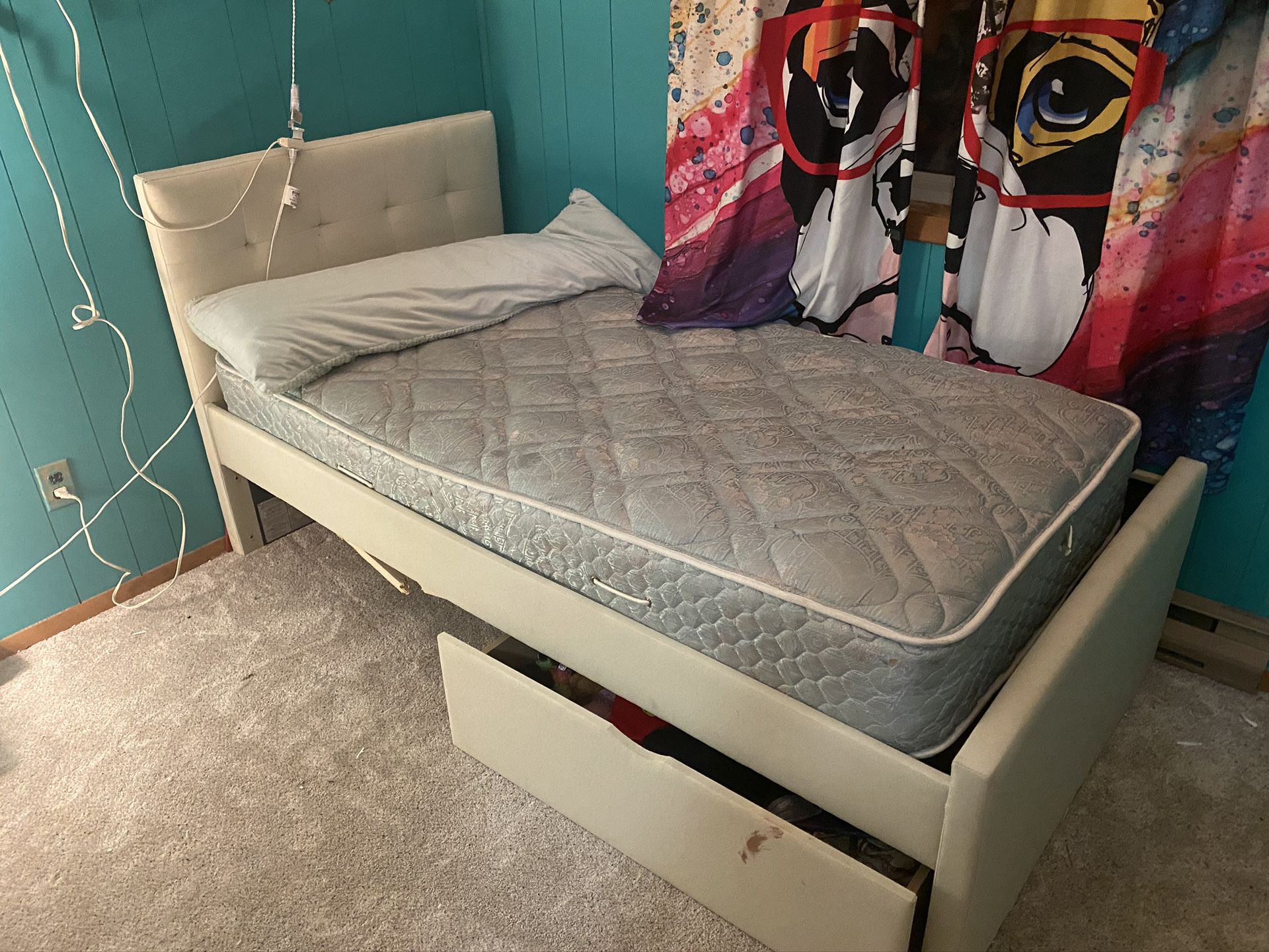 Twin Bed With Storage Drawers And Mattress