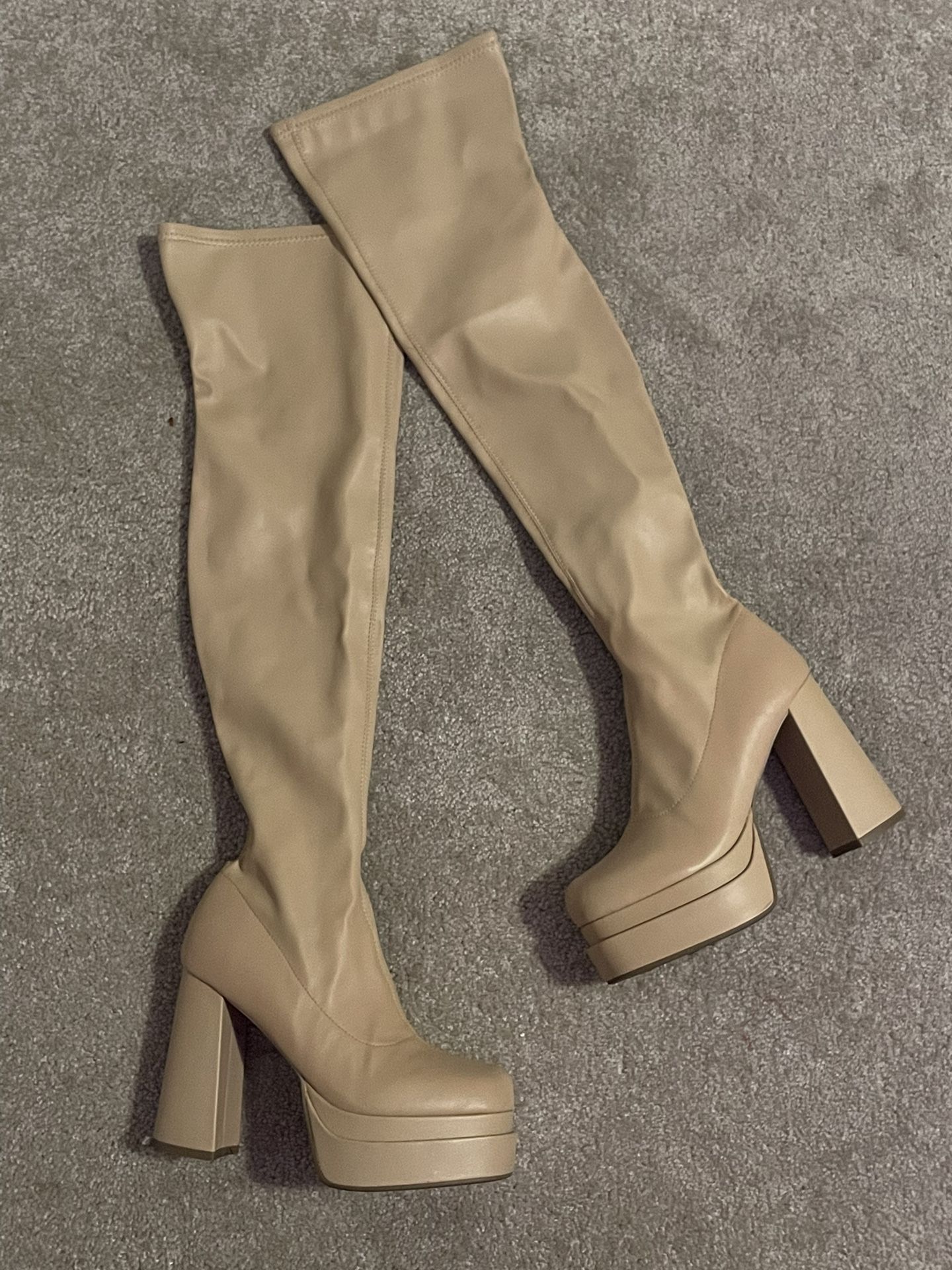 Over The Knee Khaki Platform Boots