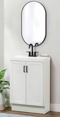 25 in. Single Sink White Bath Vanity with White Cultured Marble Top