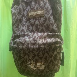 🎒 BLACK LEATHER STONES MESH BOOK BAG