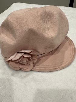 Vintage Kokin New York Pink Suede Floral Newsboy Hat Y2K Coquette