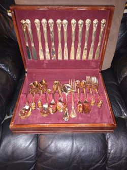 Vintage Godinger Gold Plated Flatware Set With Serving Utensils ...