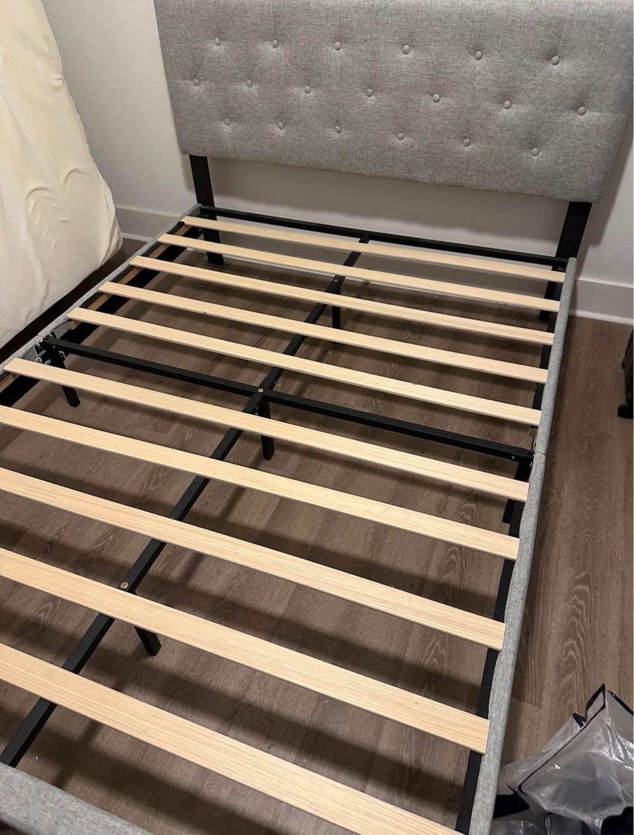 Gray Queen Platform Bed Frame