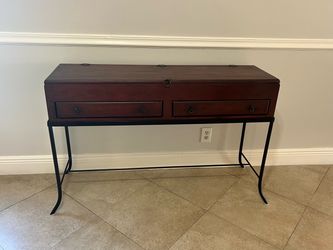 Wood and Iron Console Table with Drawers