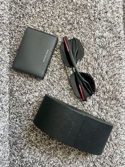 Black and Red Luxury Sunglasses with Case and Card Wallet