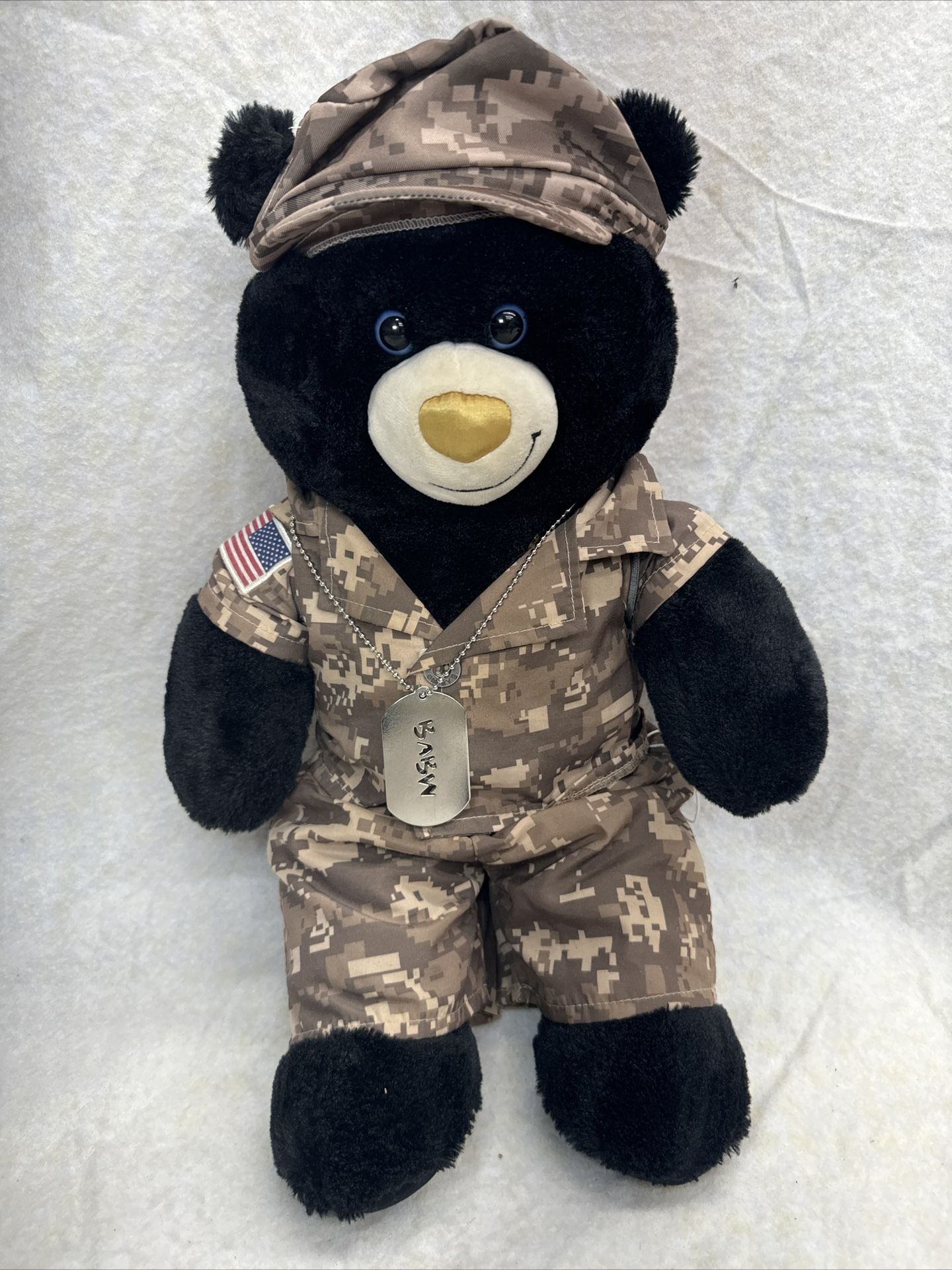 Build a Bear Military Digital Camouflage Bear w/ Dog Tag, Uniform USA Startrek