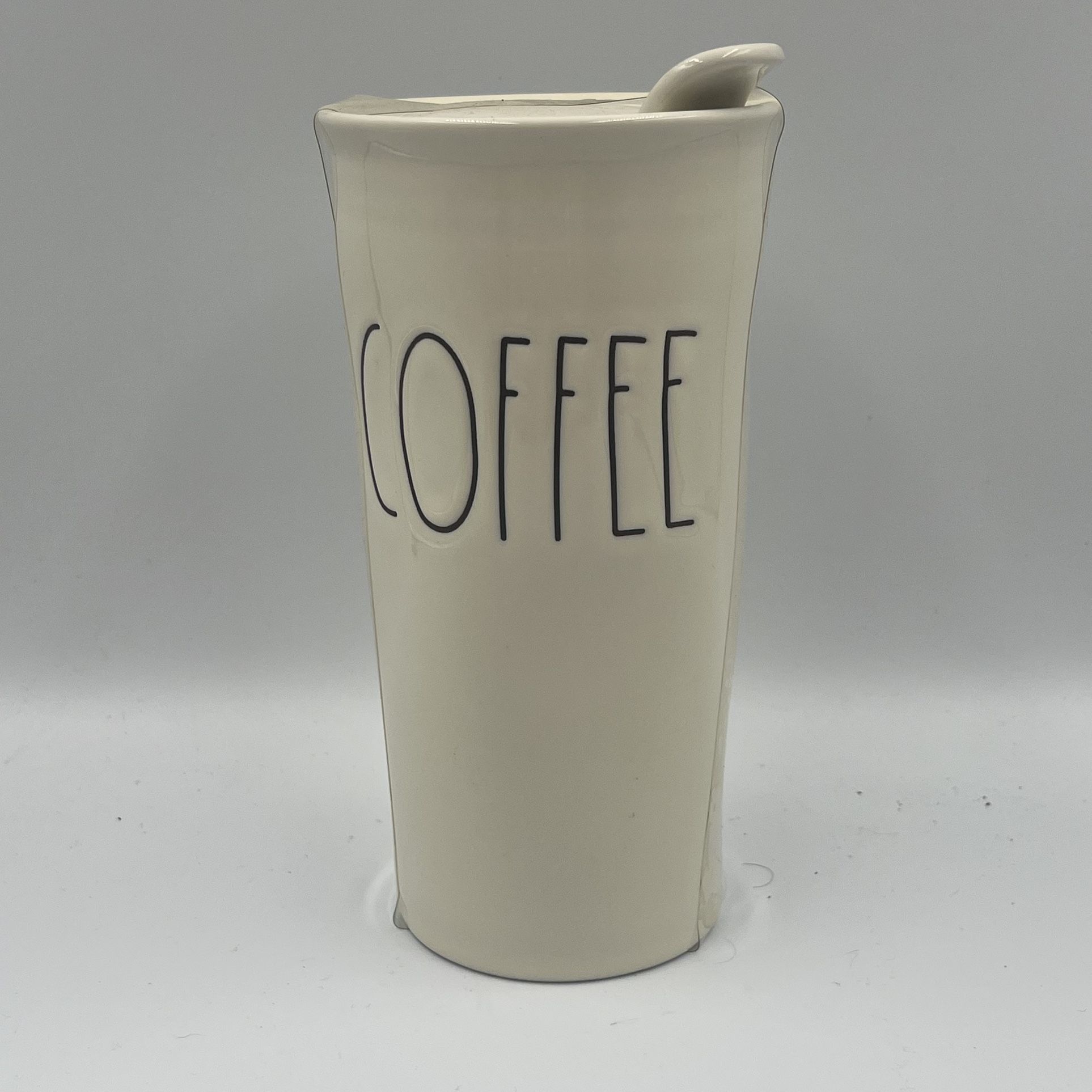 Rae Dunn “COFFEE “ Travel Tumbler Mug 16 Ounce Ceramic With Lid New