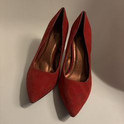 Women’s Velvet Red Heels Size 8.5