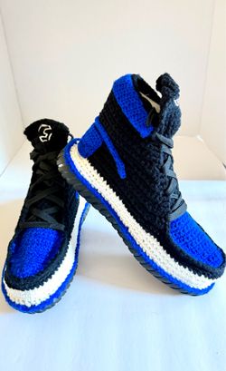 Hand made Crochet Jordan Style Basketball Slippers