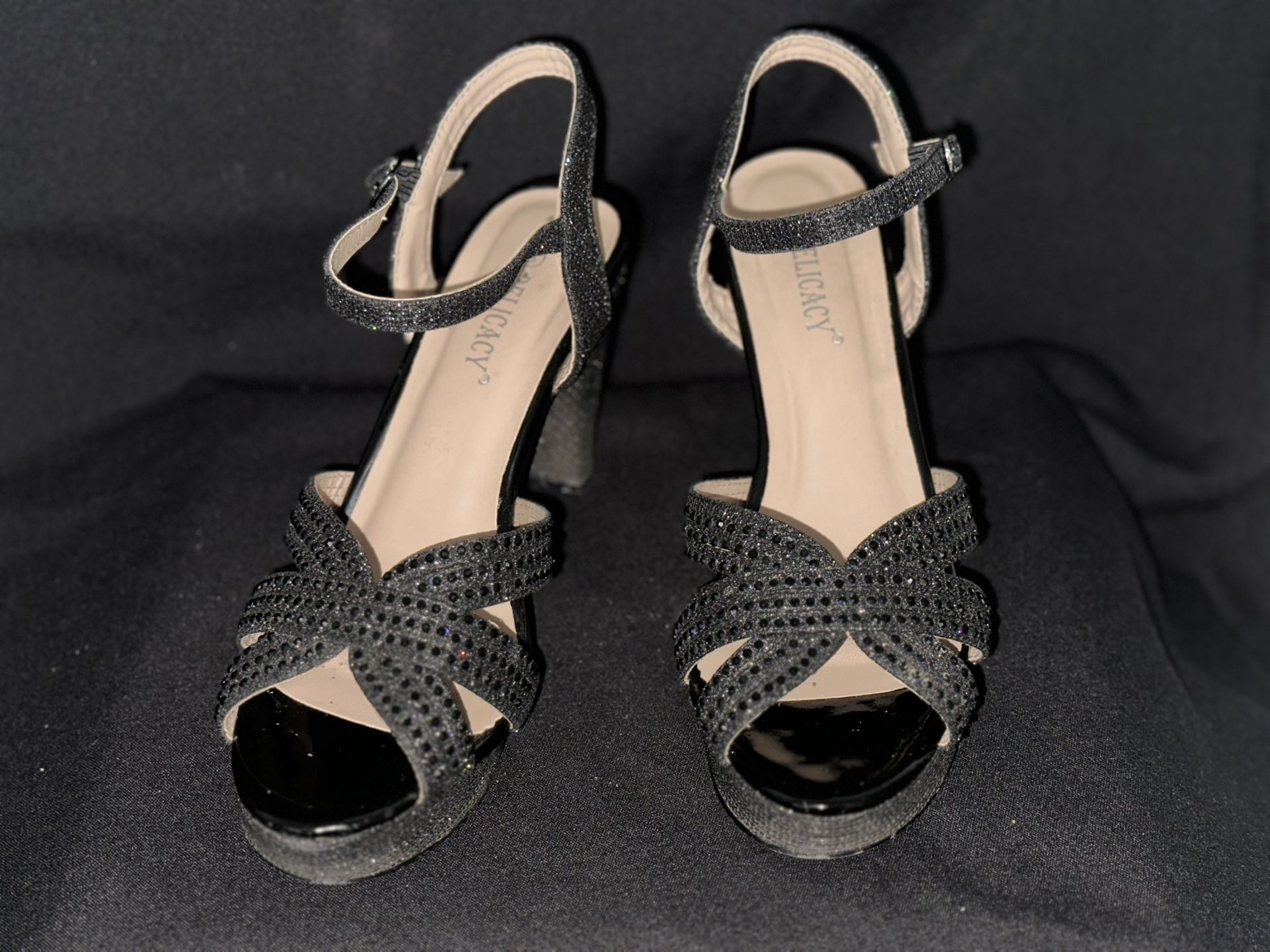 Black Sequin Heels