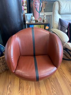 Kids Childs Basketball swivel chair, brown faux leather