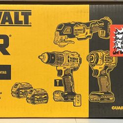Dewalt 20V Max XR Brushless 3-Tool Combo 1/2” Hammer Drill, Impact Driver & Multi-Tool W/ 2 Flexvolt 6AH Batt. & Charger New 
