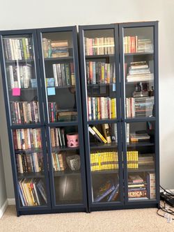 Ikea midnight blue glass bookcases