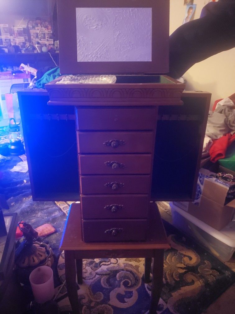 Jewelry Armoire 6 Drawer Top Opens And Both Sides
