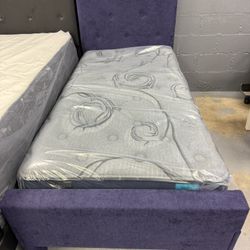 Twin Bed Frame With Mattress Set 