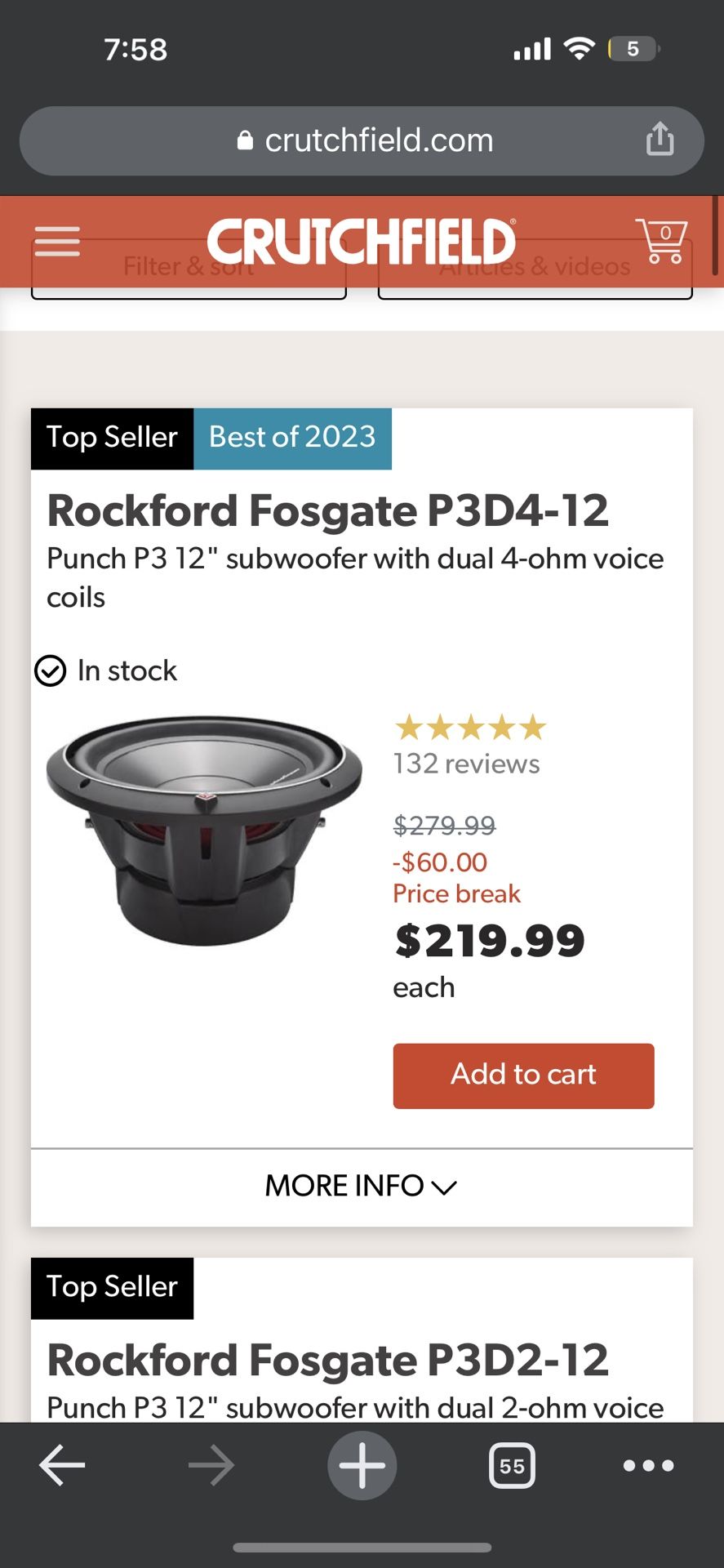 Rockford Fosgate P3 D2 With Q Bomb Box