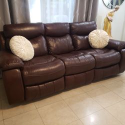 Leather Living Room Reclining Couch 