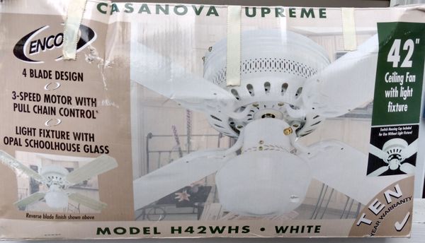 Encon 42 Inch White 4 Blade 3 Speed Ceiling Fan With Light For Sale In Puyallup Wa Offerup