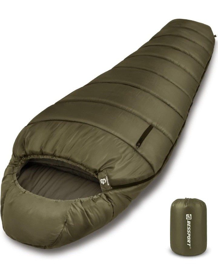 Bessport Mummy Sleeping Bag | 15-45 ℉ Extreme 3-4 Season Sleeping Bag for Adults Cold Weather– Warm and Washable, for Hiking Traveling & Outdoor Activ