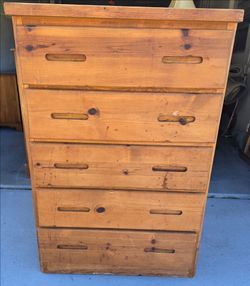 Rustic Solid Pine 5-Drawer Chest – Farmhouse/Cabin Style