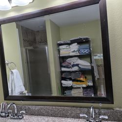 Mirror with Dark Brown Frame 45 L x 35.5 W