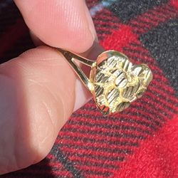 Solid 10k Gold Women’s Heart Nugget Ring 
